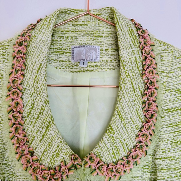 Alberto Makali vintage 90s floral embroidery green long sleeve blazer jacket - Picture 9 of 12